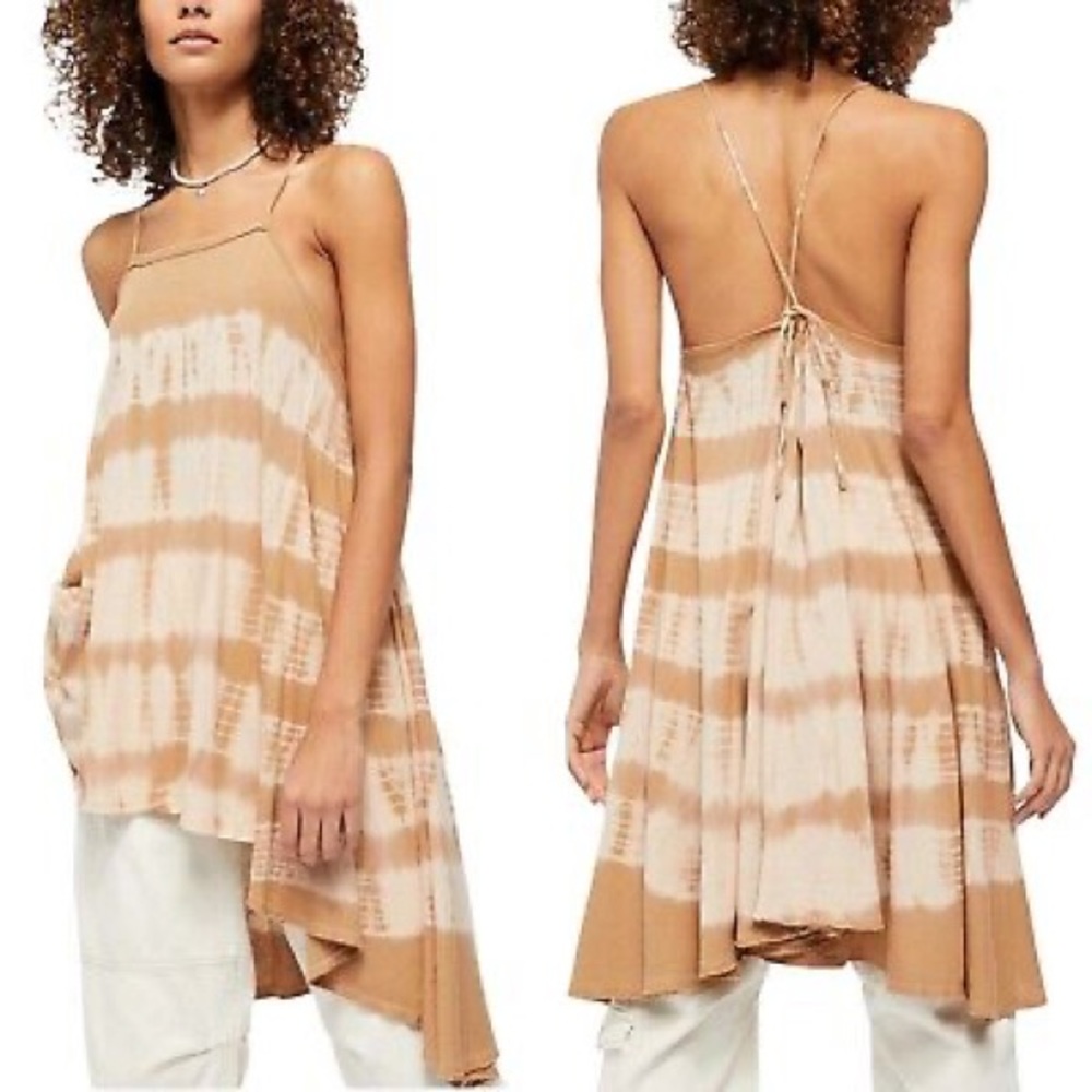 Free People Seashell Tunic Top - Sand Dune - Brown tie-dye top